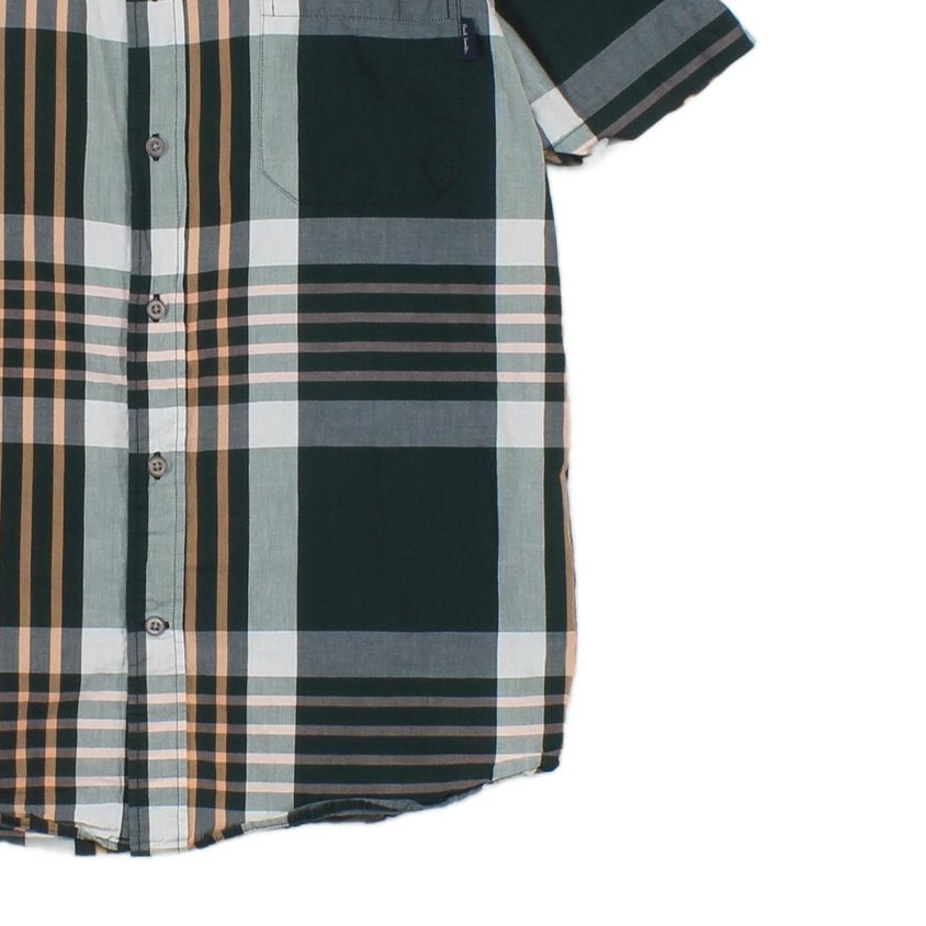 Mens Plaid Shirt Tailored Short Sleeve