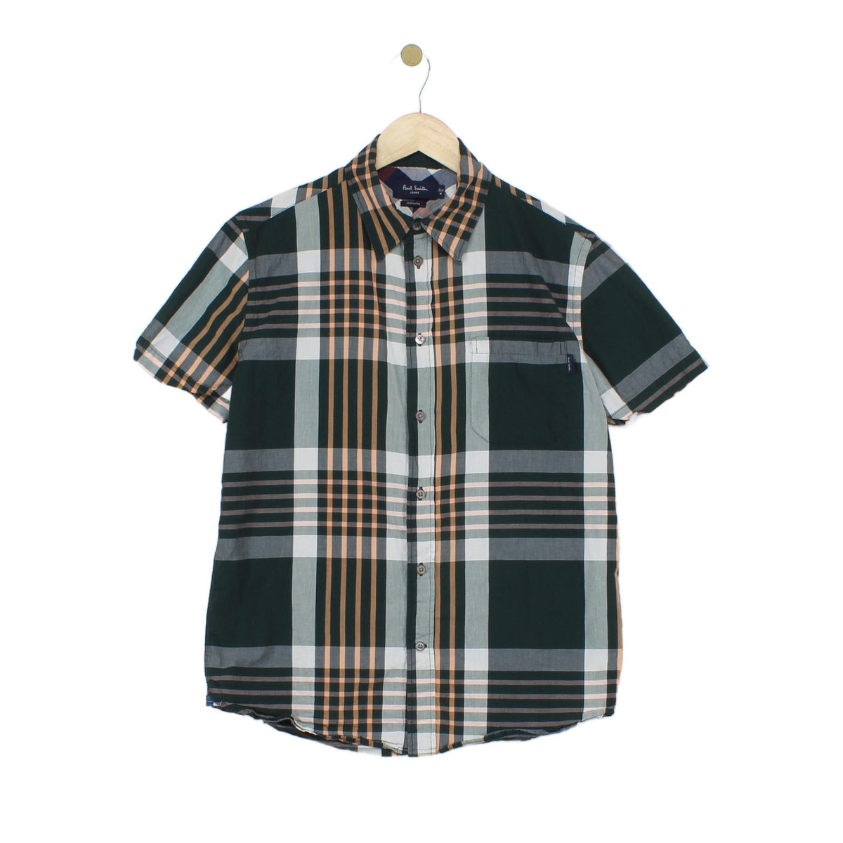 Mens Plaid Shirt Tailored Short Sleeve