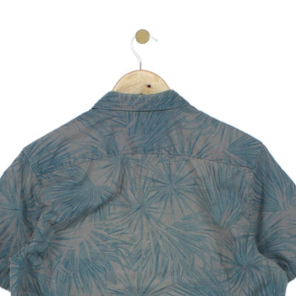 Mens Patterned Shirt Short Sleeve Cotton Linen