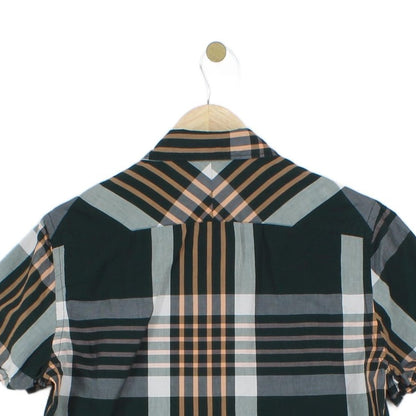 Mens Plaid Shirt Tailored Short Sleeve