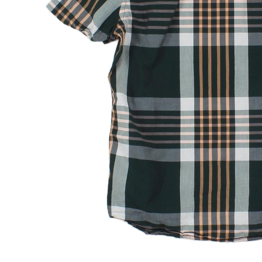 Mens Plaid Shirt Tailored Short Sleeve