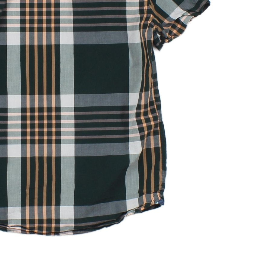 Mens Plaid Shirt Tailored Short Sleeve