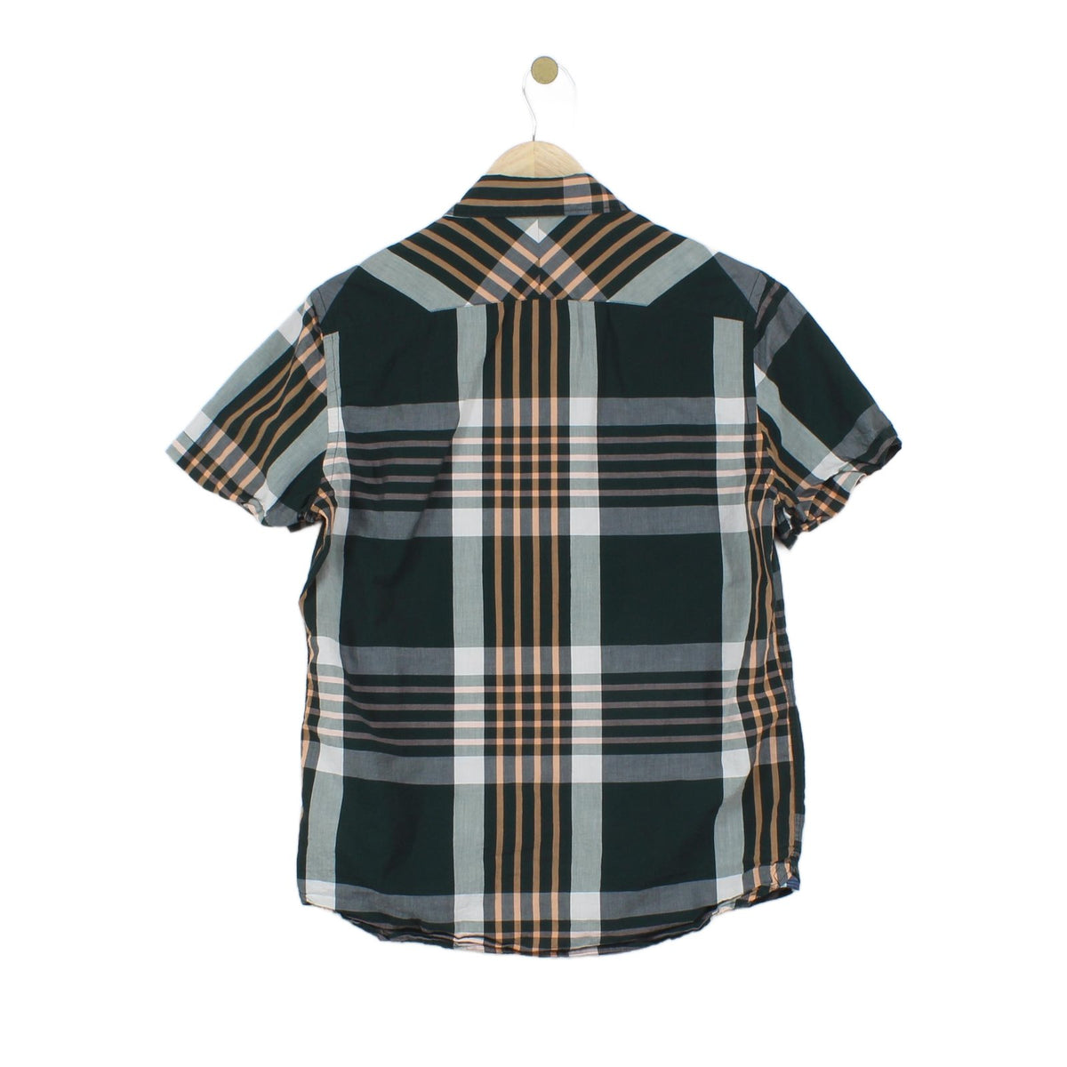 Mens Plaid Shirt Tailored Short Sleeve