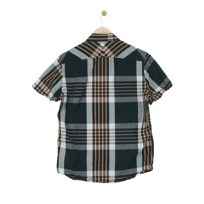 Mens Plaid Shirt Tailored Short Sleeve