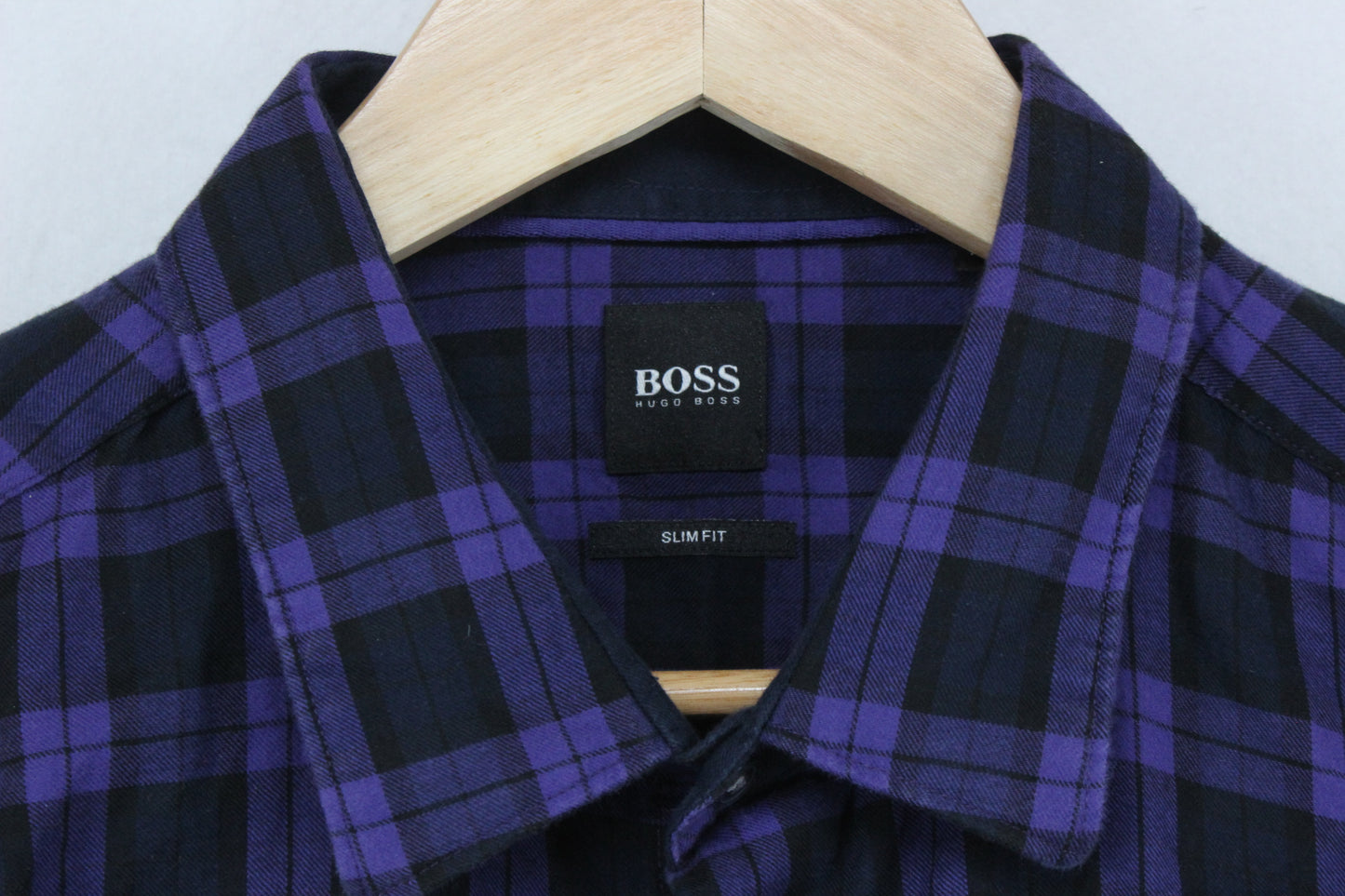 Mens Check Shirt Slim Fit Long Sleeve