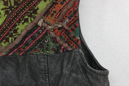 Womens Owain Leather Vest Jacket Studded Rock