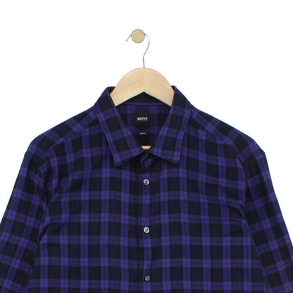 Mens Check Shirt Slim Fit Long Sleeve