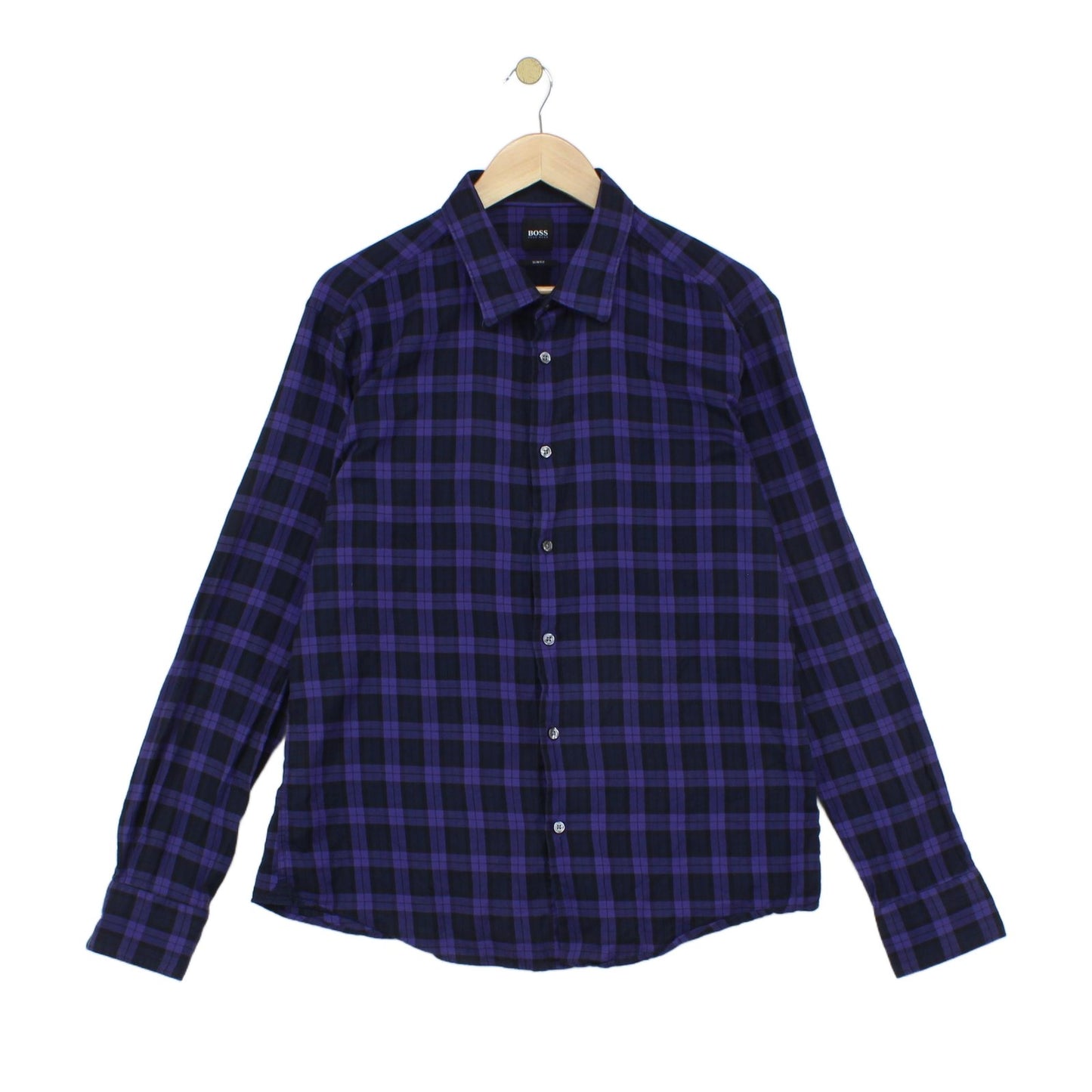 Mens Check Shirt Slim Fit Long Sleeve