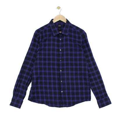 Mens Check Shirt Slim Fit Long Sleeve