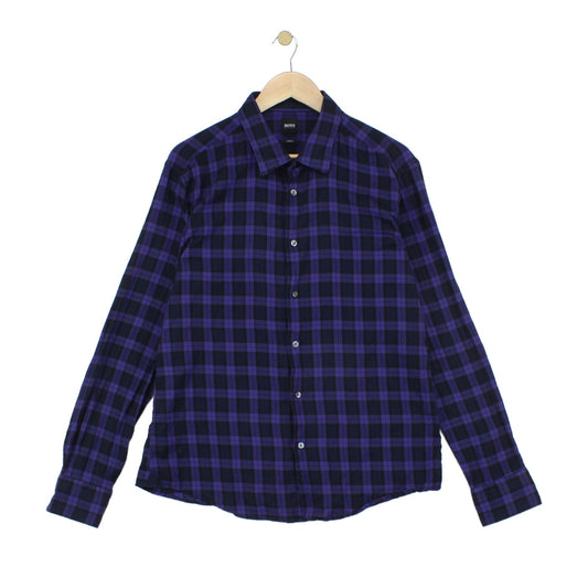 Mens Check Shirt Slim Fit Long Sleeve