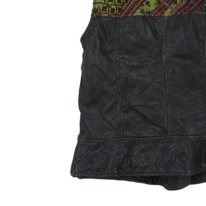 Womens Owain Leather Vest Jacket Studded Rock