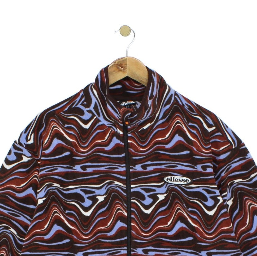 Womens Abstract Fleece Jacket Retro Oversized