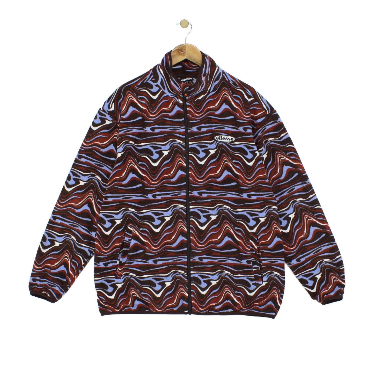 Womens Abstract Fleece Jacket Retro Oversized