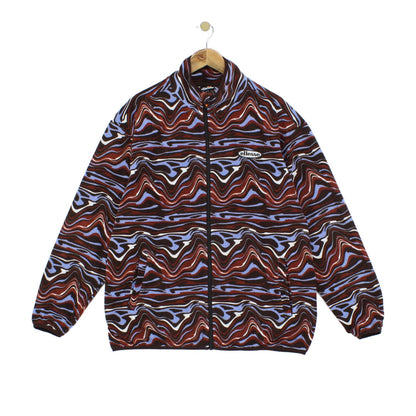 Womens Abstract Fleece Jacket Retro Oversized