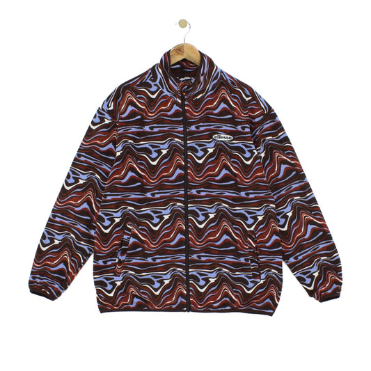 Womens Abstract Fleece Jacket Retro Oversized