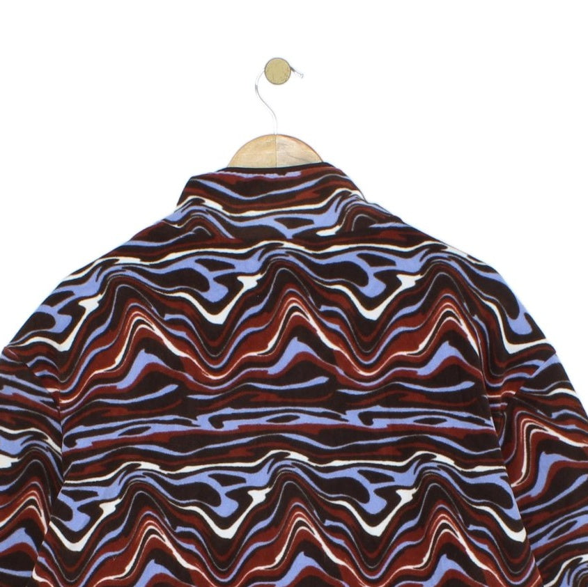 Womens Abstract Fleece Jacket Retro Oversized