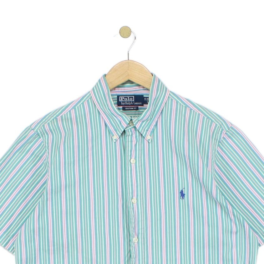 Mens Striped Shirt Custom Fit Short Sleeve