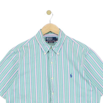 Mens Striped Shirt Custom Fit Short Sleeve