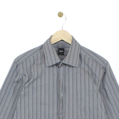 Mens Striped Shirt Slim Long Sleeve Button Up