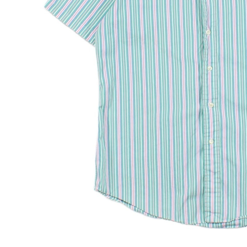 Mens Striped Shirt Custom Fit Short Sleeve