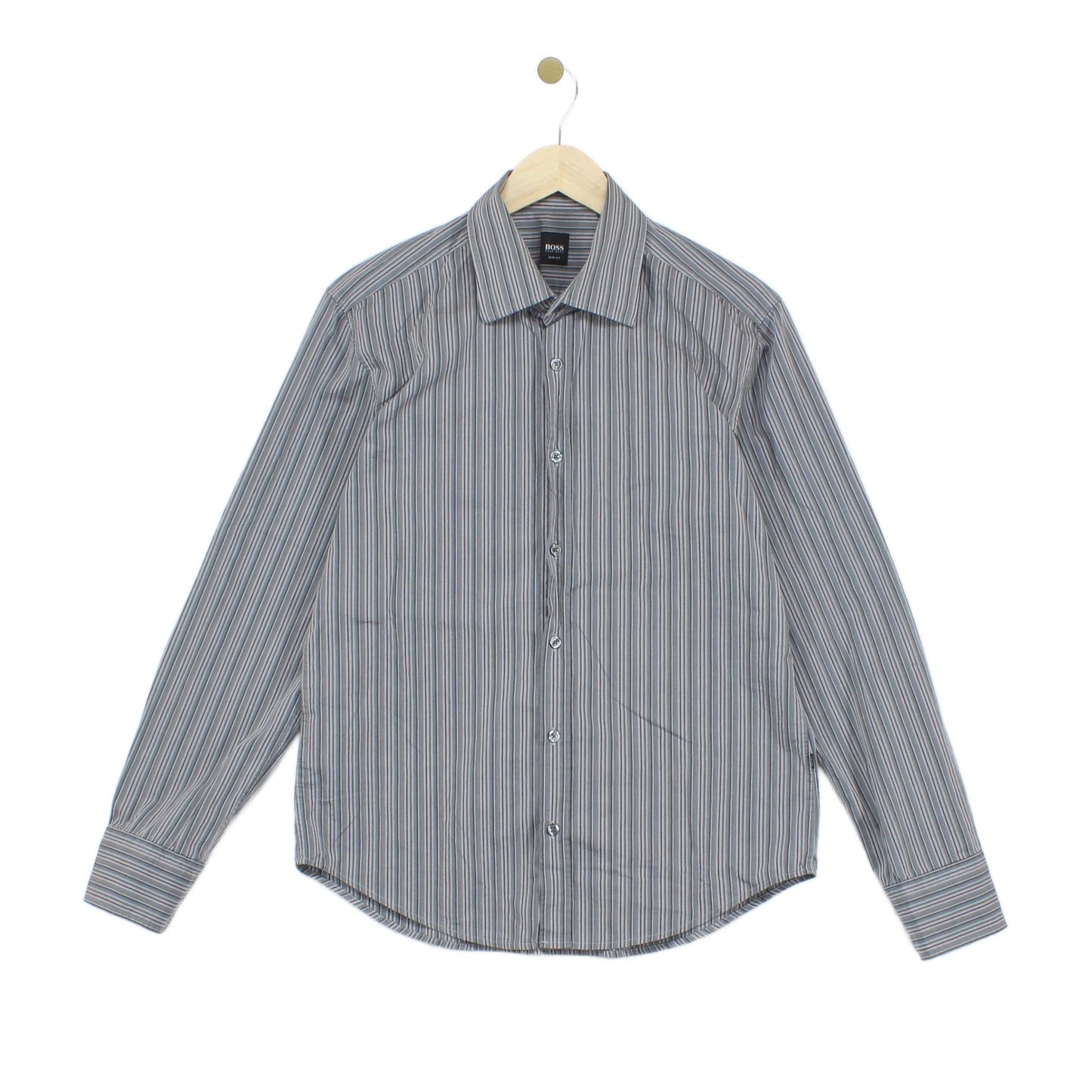 Mens Striped Shirt Slim Long Sleeve Button Up