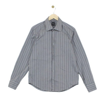 Mens Striped Shirt Slim Long Sleeve Button Up