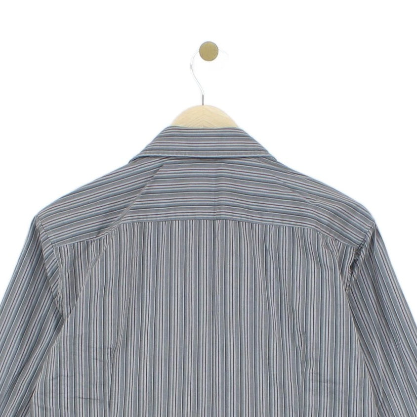 Mens Striped Shirt Slim Long Sleeve Button Up