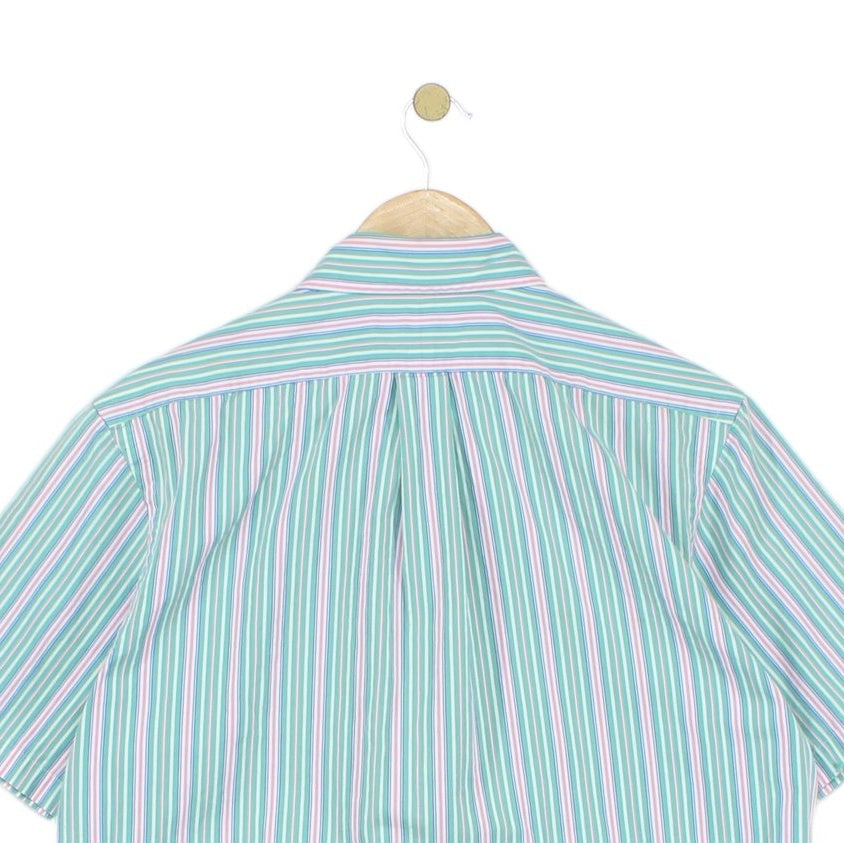 Mens Striped Shirt Custom Fit Short Sleeve
