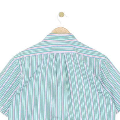 Mens Striped Shirt Custom Fit Short Sleeve