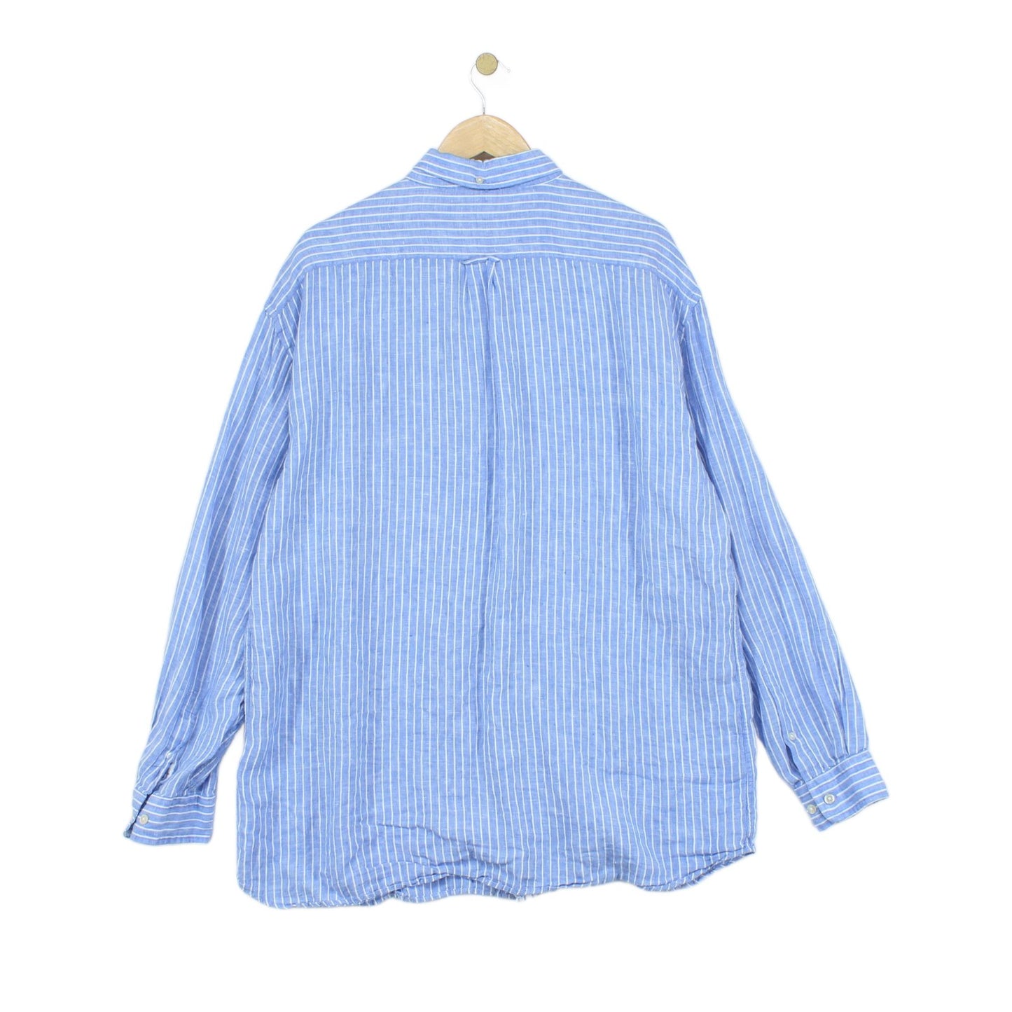 Mens Linen Striped Shirt Button Up Long Sleeve