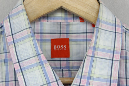 Mens Plaid Shirt Casual Short Sleeve Summer