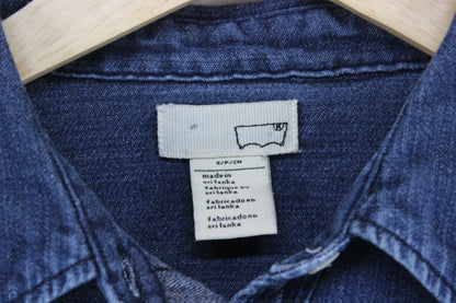 Womens Denim Shirt Snap Long Sleeve Classic