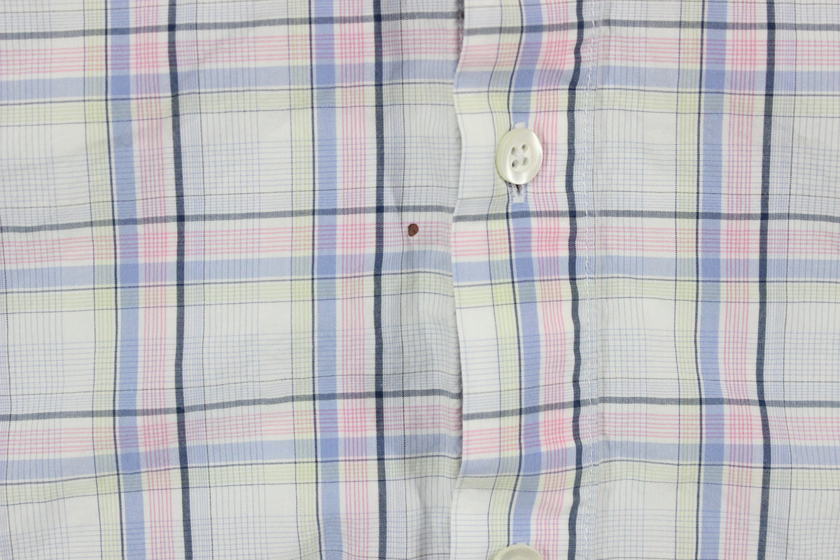 Mens Plaid Shirt Casual Short Sleeve Summer