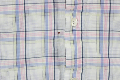 Mens Plaid Shirt Casual Short Sleeve Summer