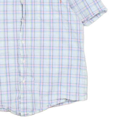 Mens Plaid Shirt Casual Short Sleeve Summer