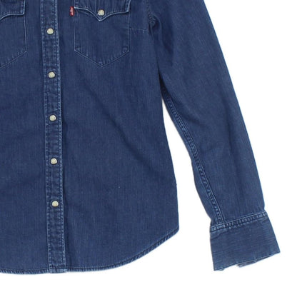 Womens Denim Shirt Snap Long Sleeve Classic