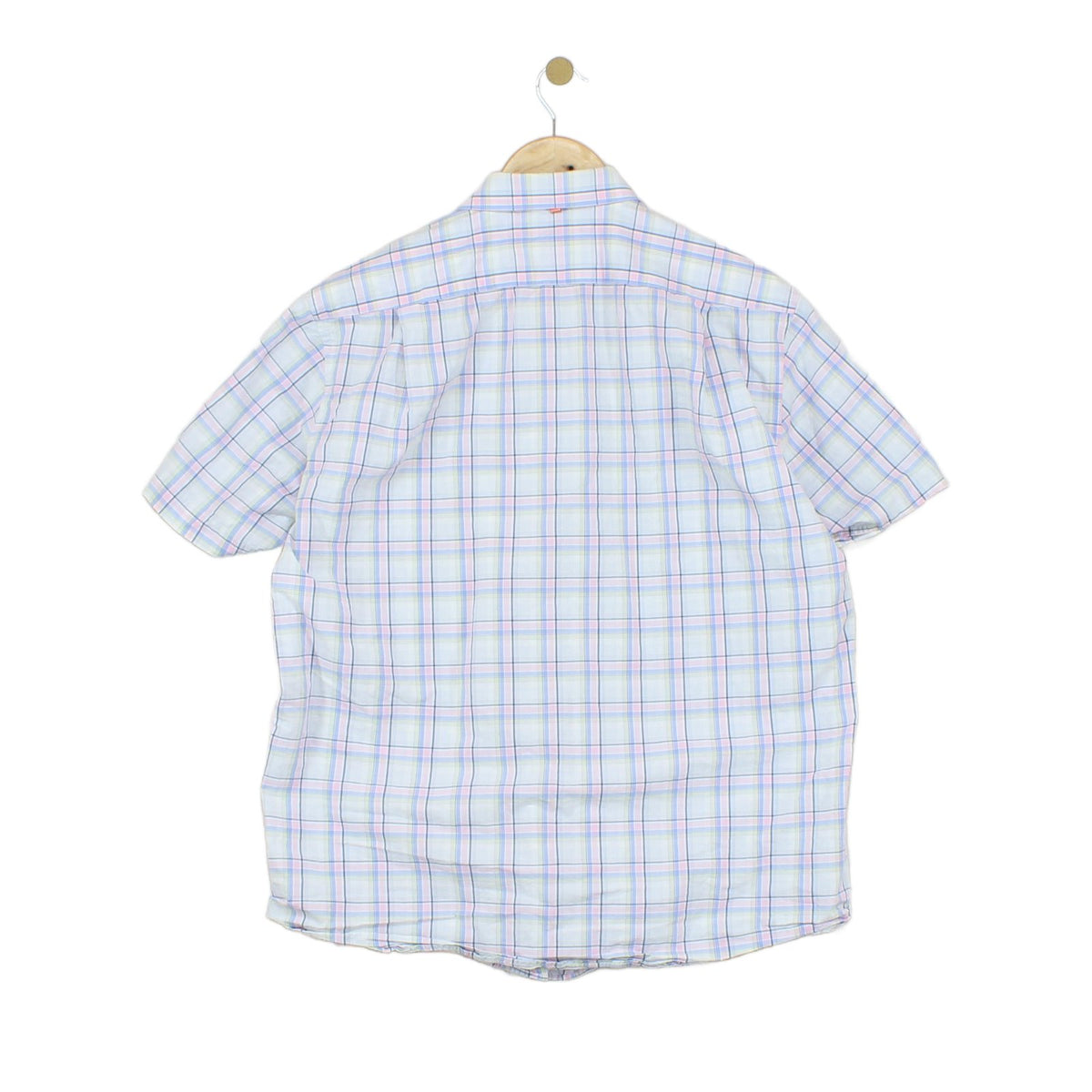Mens Plaid Shirt Casual Short Sleeve Summer