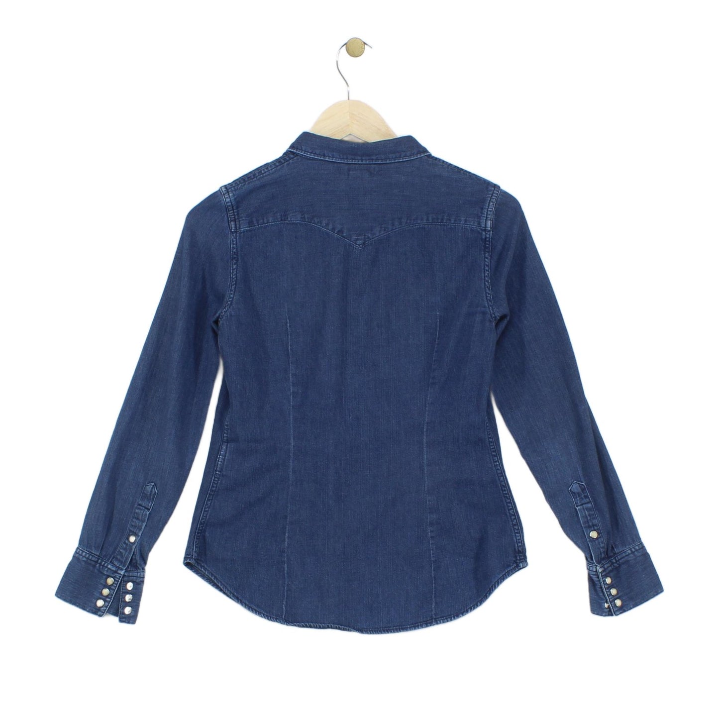 Womens Denim Shirt Snap Long Sleeve Classic
