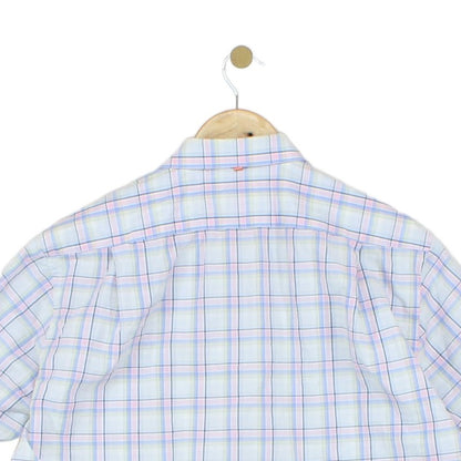 Mens Plaid Shirt Casual Short Sleeve Summer