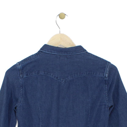 Womens Denim Shirt Snap Long Sleeve Classic