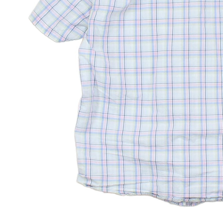Mens Plaid Shirt Casual Short Sleeve Summer