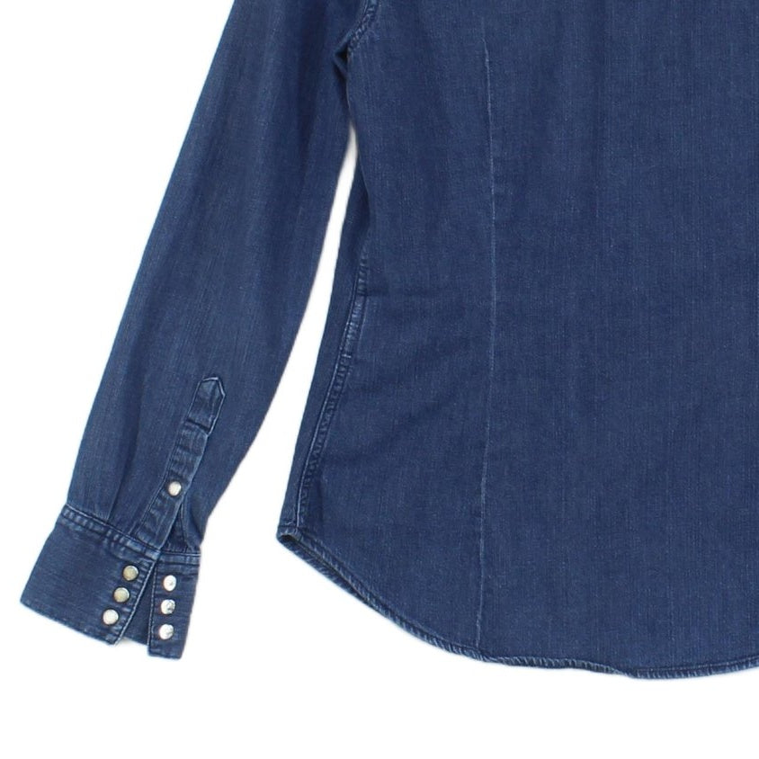 Womens Denim Shirt Snap Long Sleeve Classic