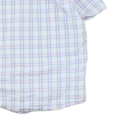 Mens Plaid Shirt Casual Short Sleeve Summer