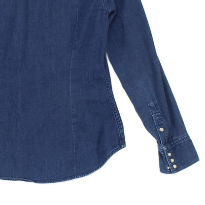 Womens Denim Shirt Snap Long Sleeve Classic