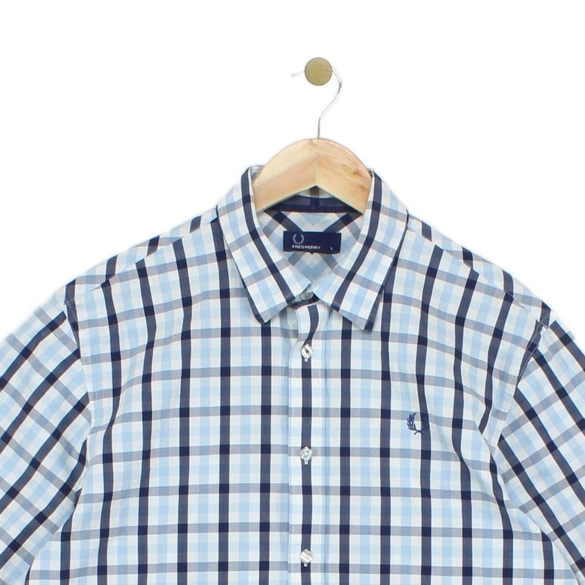 Mens Check Shirt Short Sleeve Button Up