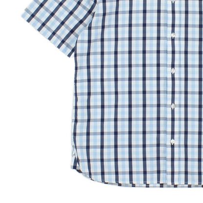 Mens Check Shirt Short Sleeve Button Up