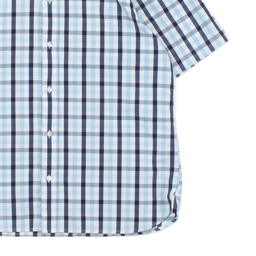 Mens Check Shirt Short Sleeve Button Up