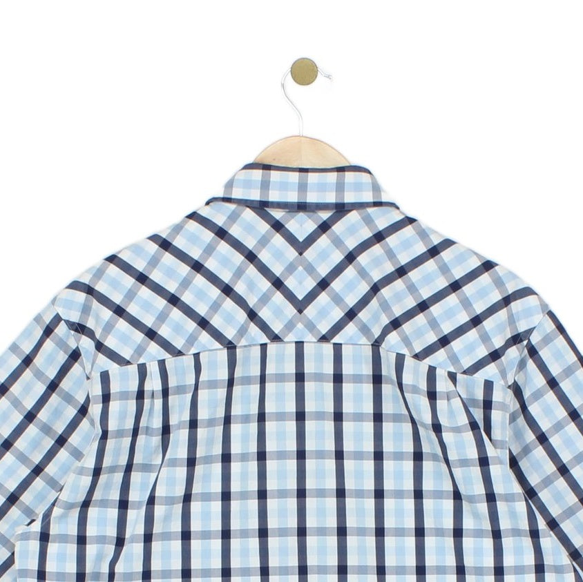 Mens Check Shirt Short Sleeve Button Up