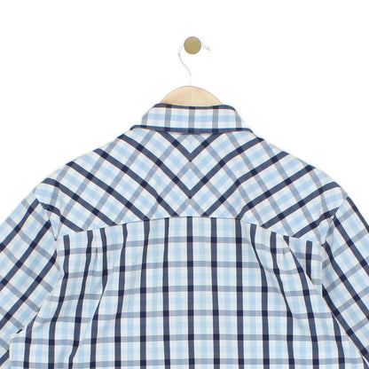 Mens Check Shirt Short Sleeve Button Up