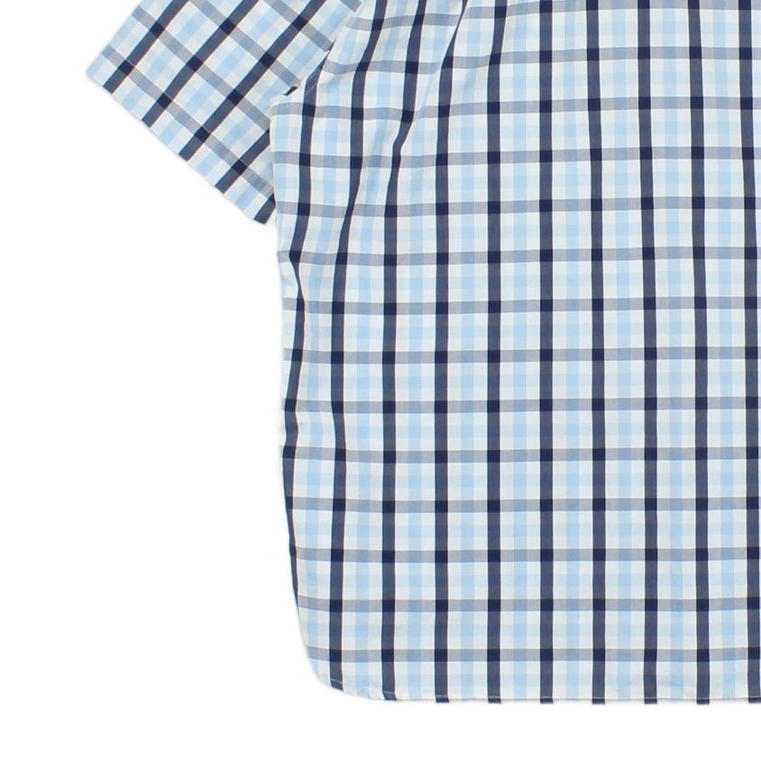 Mens Check Shirt Short Sleeve Button Up